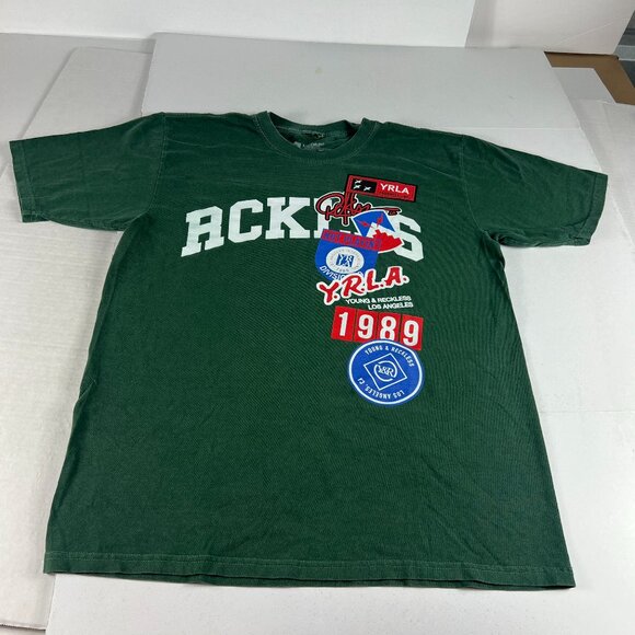 YRLA Young & Reckless Shirt Adult Medium Green Graphic Print Short Sleeve Tee - Picture 1 of 9